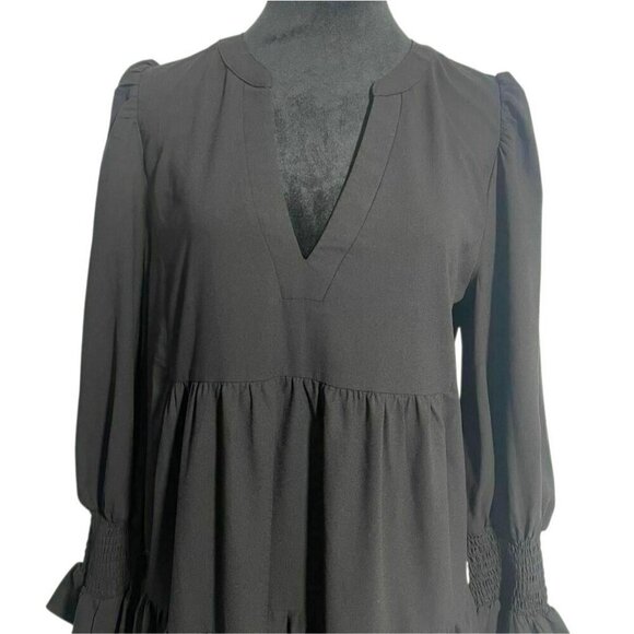 Tuckernuck Pomander Place Size Medium Black Dress Long Sleeve Crepe Kenzo - Picture 3 of 9